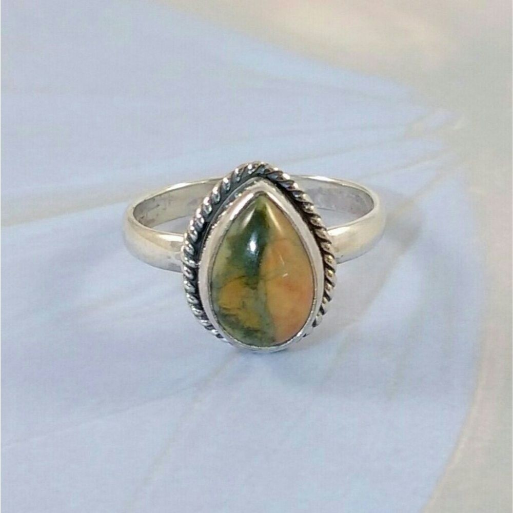 Jasper Ring in Sterling Silver Size 9-1/4